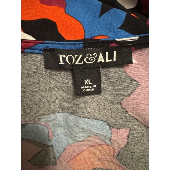 Roz & Ali Vibrant Floral Print Scoop Neck Shift Dress Size XL All-Season Office - Picture 5 of 7